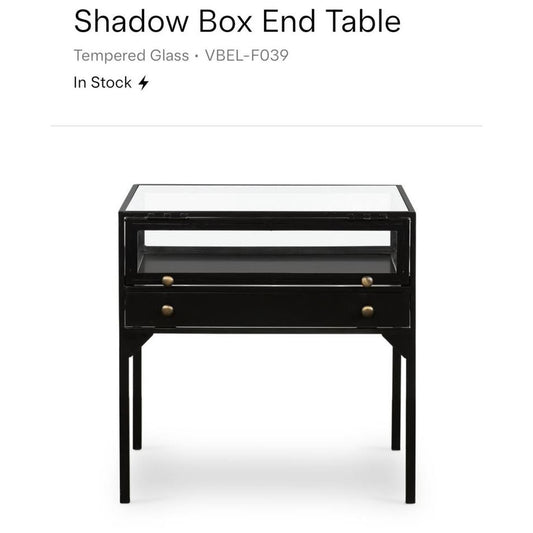 Shadow Box End Table - Brand New “Open Box” - $749 Retail - Black Metal - Delivery Available