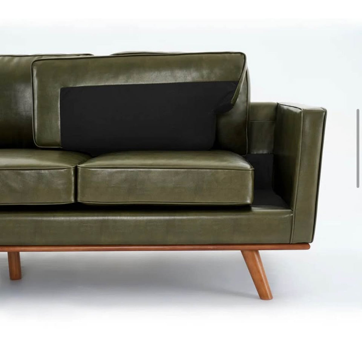 New 84” Vegan Leather Sofa – Olive Green - George Oliver Reeves - MCM - Delivery Available