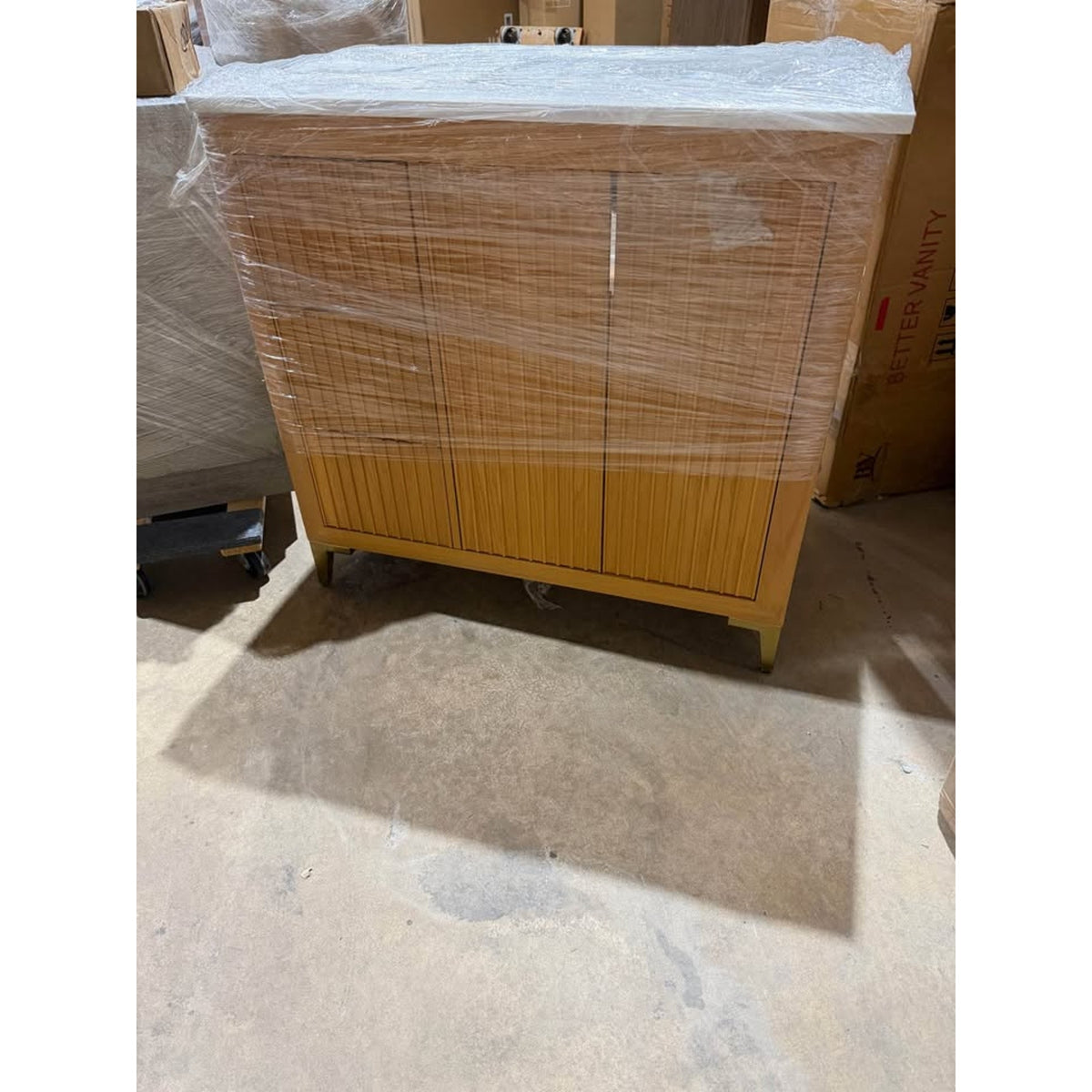 Ancerre Turlington 36” White Oak Bathroom Vanity | Right Offset Sink | Fluted Modern Design