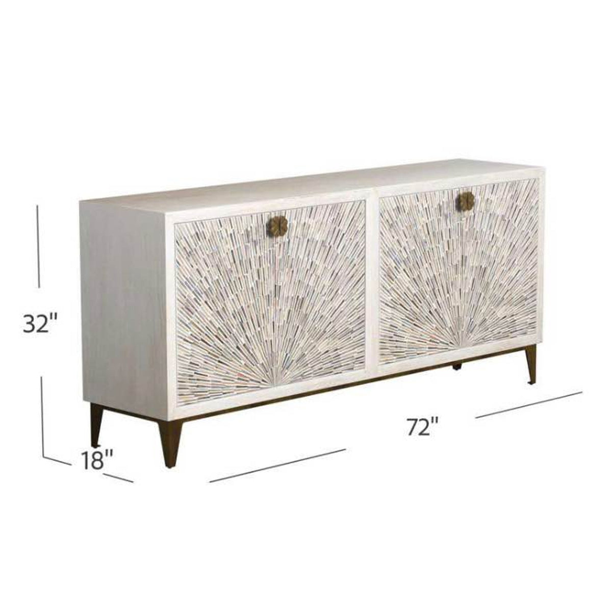 Bassett Mirror Astrid 72” Four Door Sideboard Cabinet – White Wash | New Open Box $3k Retail Deivery