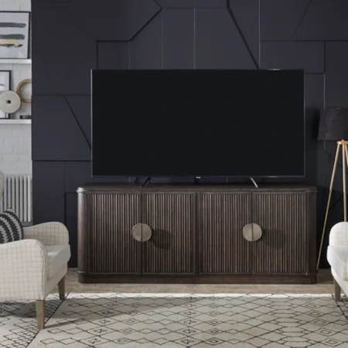 82” Ribbed Wood TV Console – $3,260 Retail Value – Delivery Available
