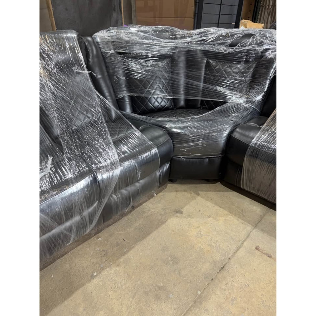 New Ivy Bronx 3-Piece Power Reclining Sectional – Black – Faux Leather - Delivery Available