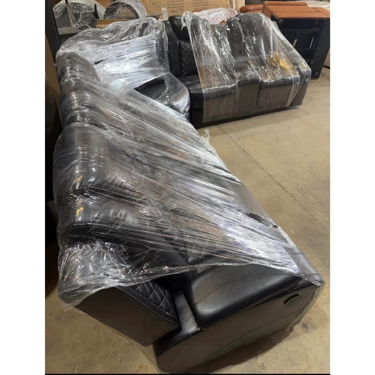 New 3-Piece Power Reclining Sectional – Black – Faux Leather Breathable Fabric - Delivery Available