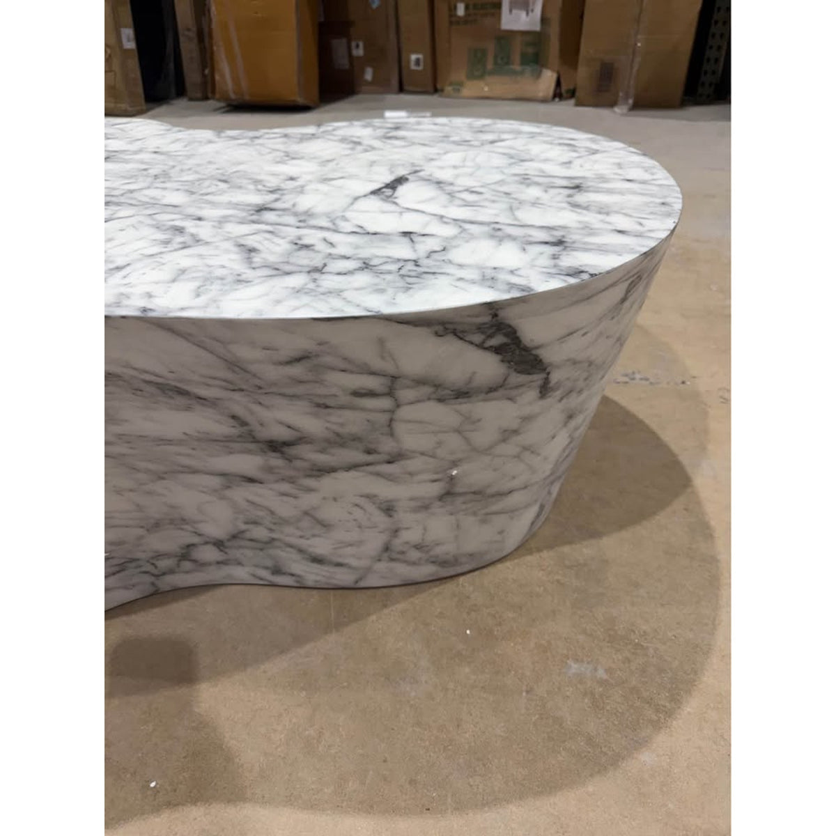 59” Sculptural Cloud Coffee Table | Faux Marble Waterfall Design | Retail $1,299 Delivery Available