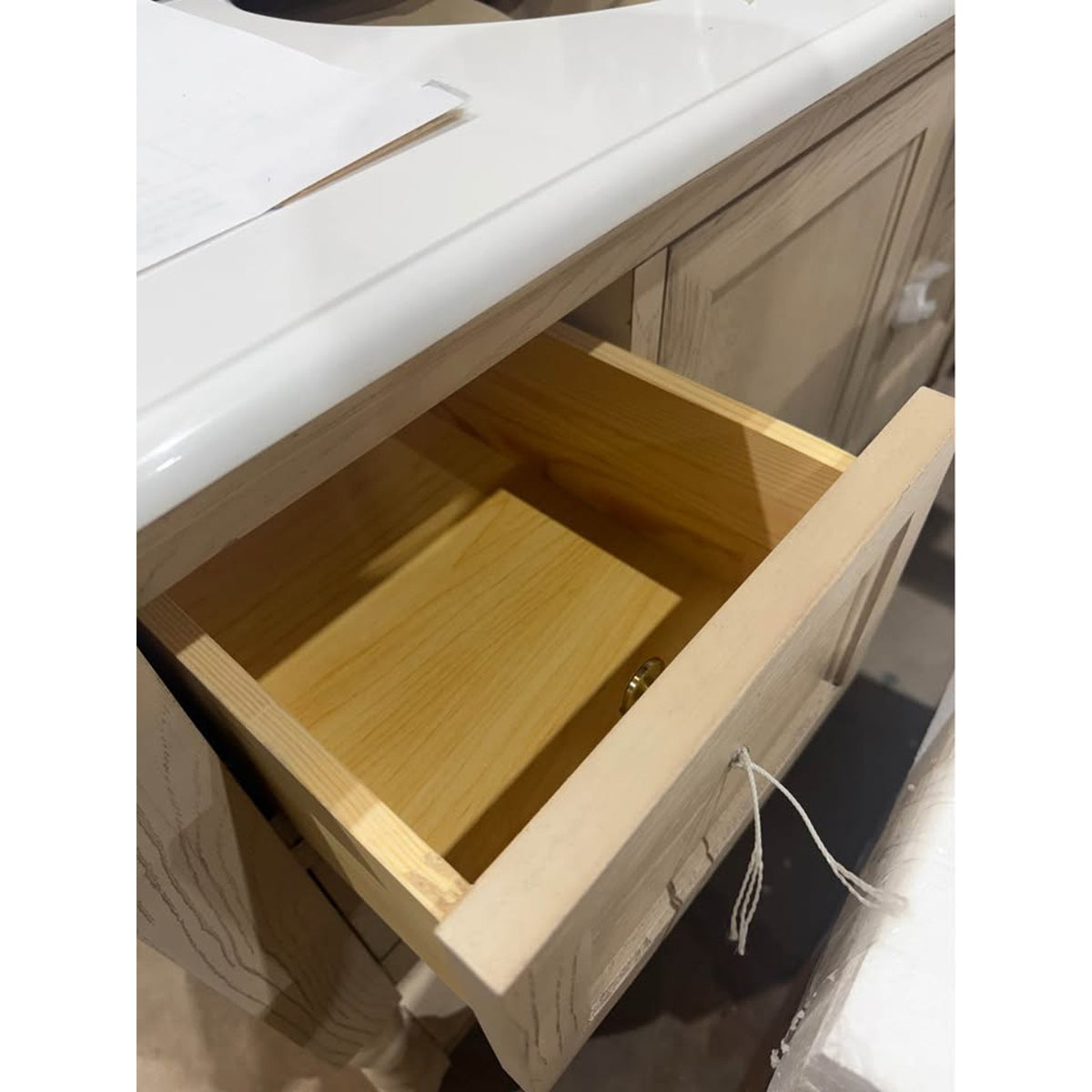 Kitchen Bath Collection 42” Bathroom Vanity – SHIPPING DAMAGE Weathered Oak Finish