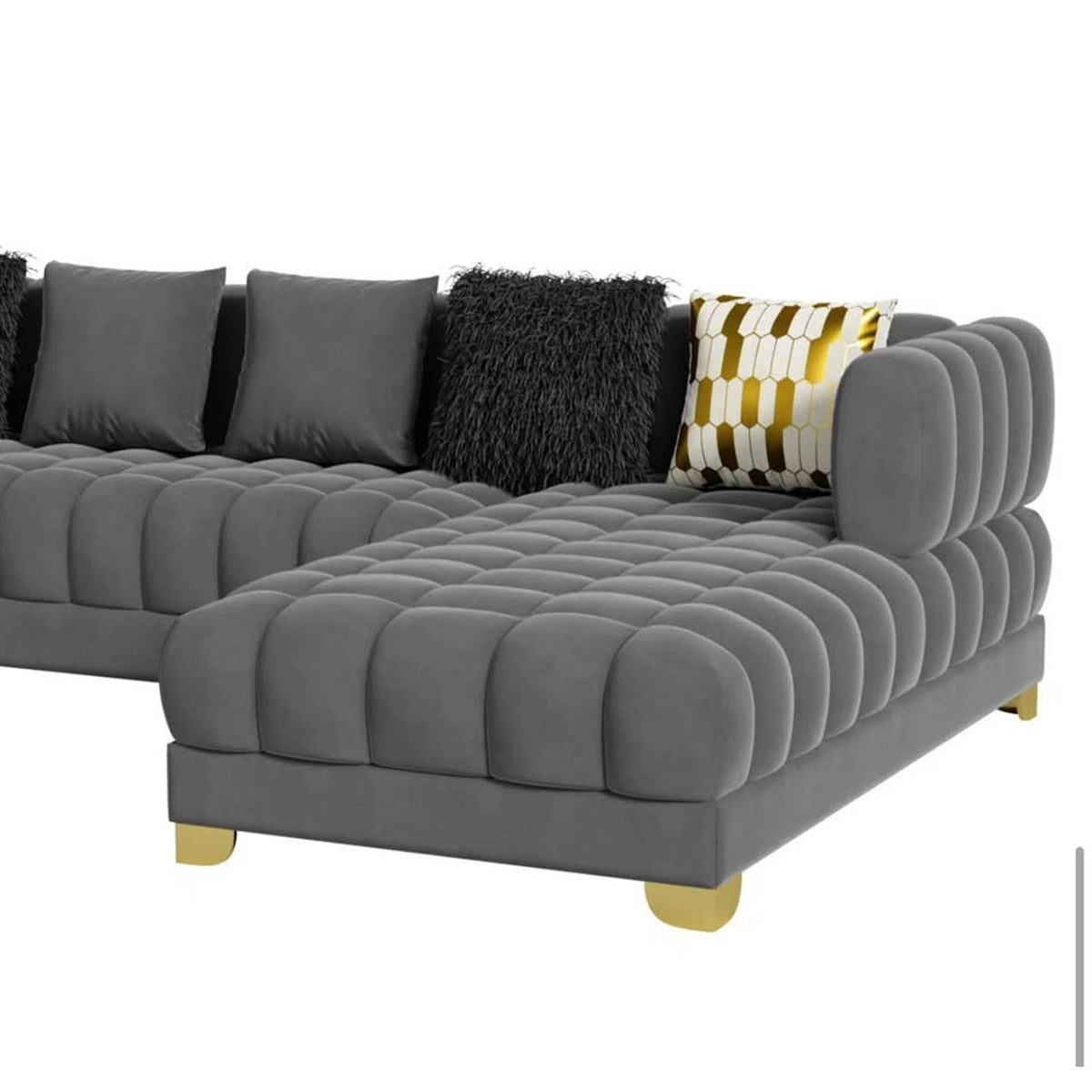 Gray Velvet U-Shaped Sectional | Retail $3,000+ | Only $875 | Delivery Available