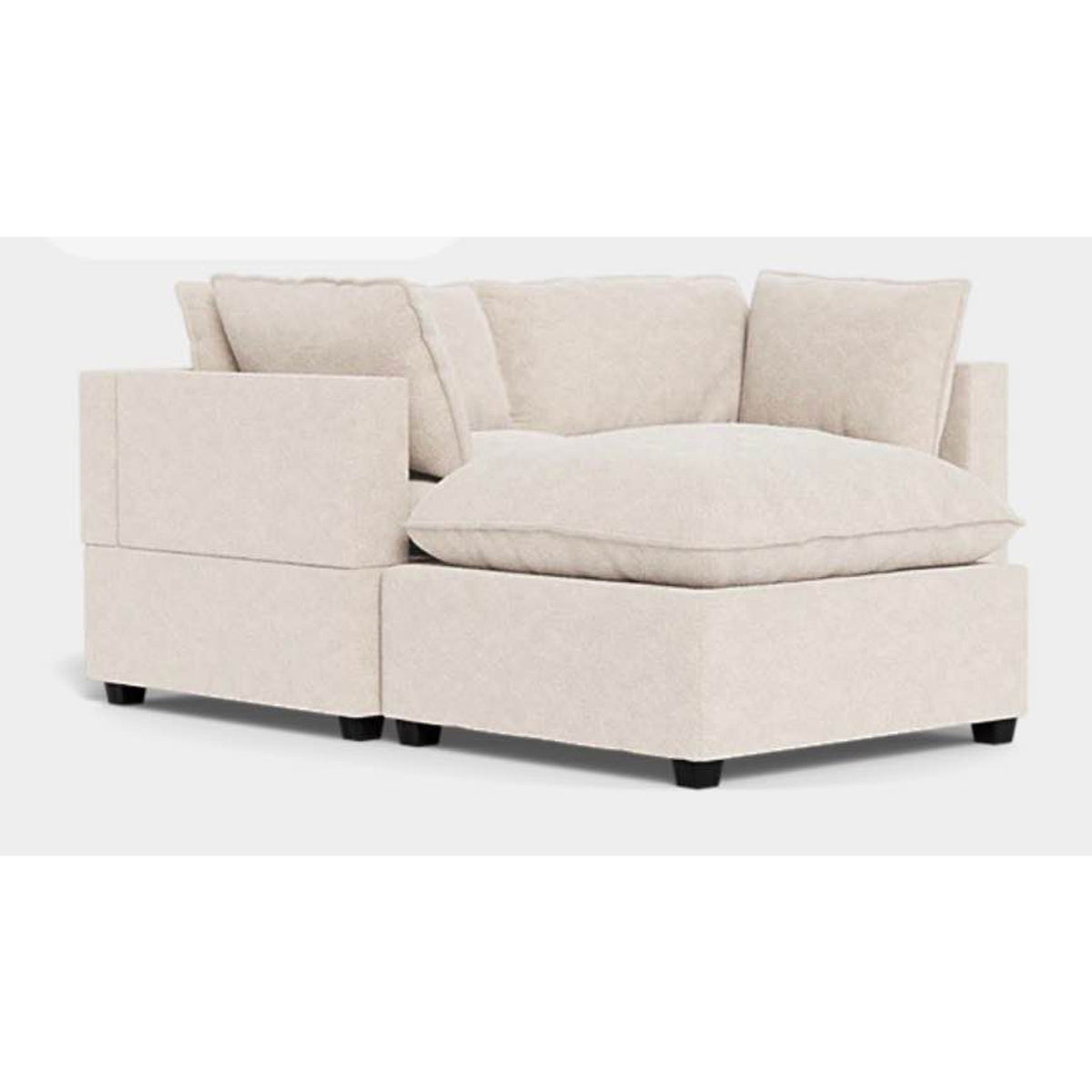 Albany Park Kova Pillow Cushion Sofa + Ottoman | Alabaster Performance Bouclé | 86” Delivery Avail