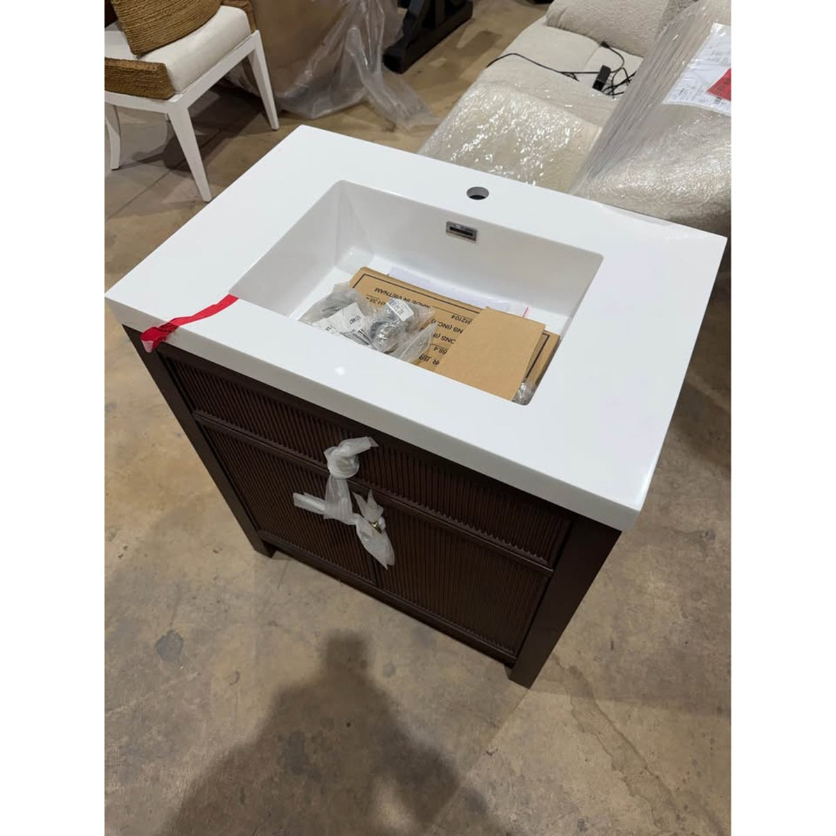 30” Bathroom Vanity - Cracked Top - $1,000 Retail Birch Lane - Dark Wood Base - Delivery Available