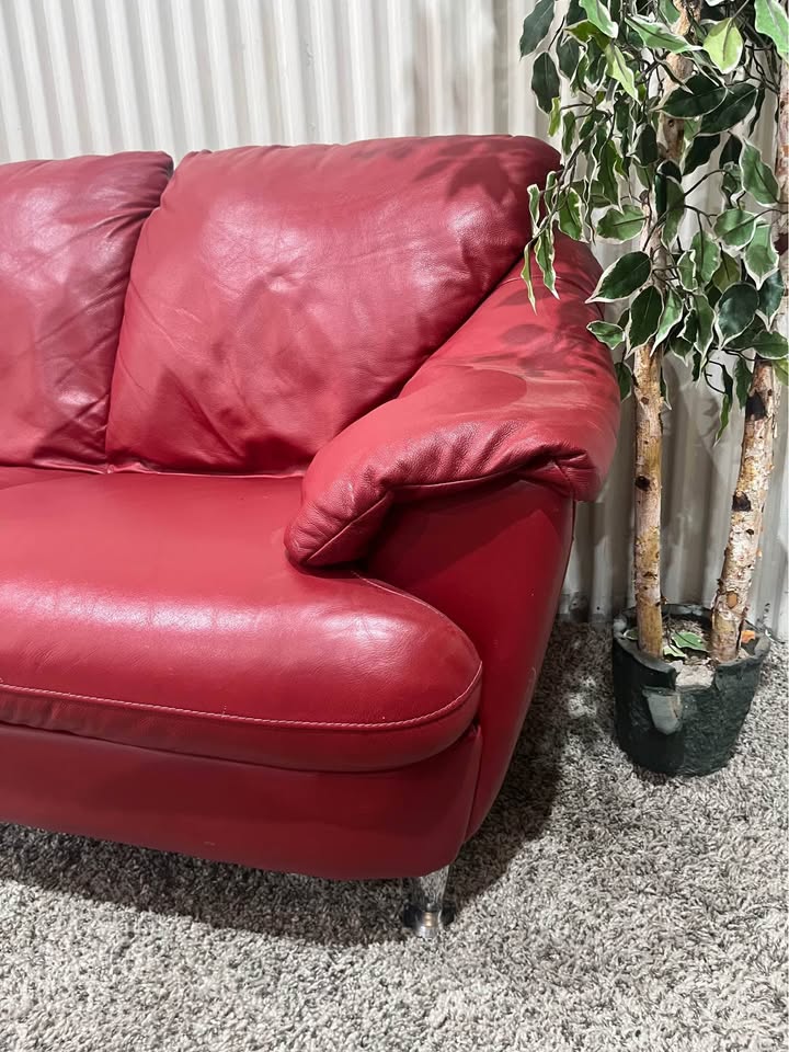 Red Leather Sofa