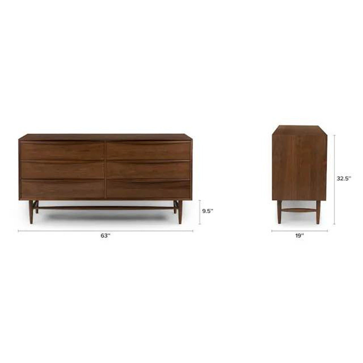 New Article 6-Drawer Dresser – Lenia Walnut – $1,299 Retail – Open Box – Delivery Available