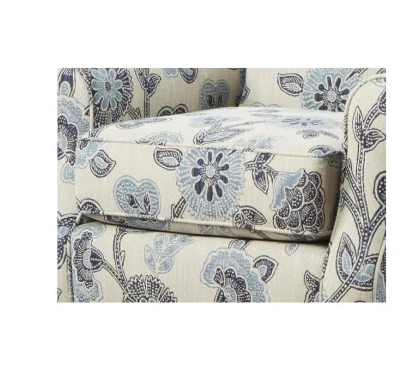 Upholstered Blue & Cream Accent Chair
