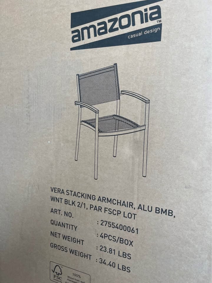 New Open Box Rafael Aluminum Outdoor Dining Armchair - Set of 4