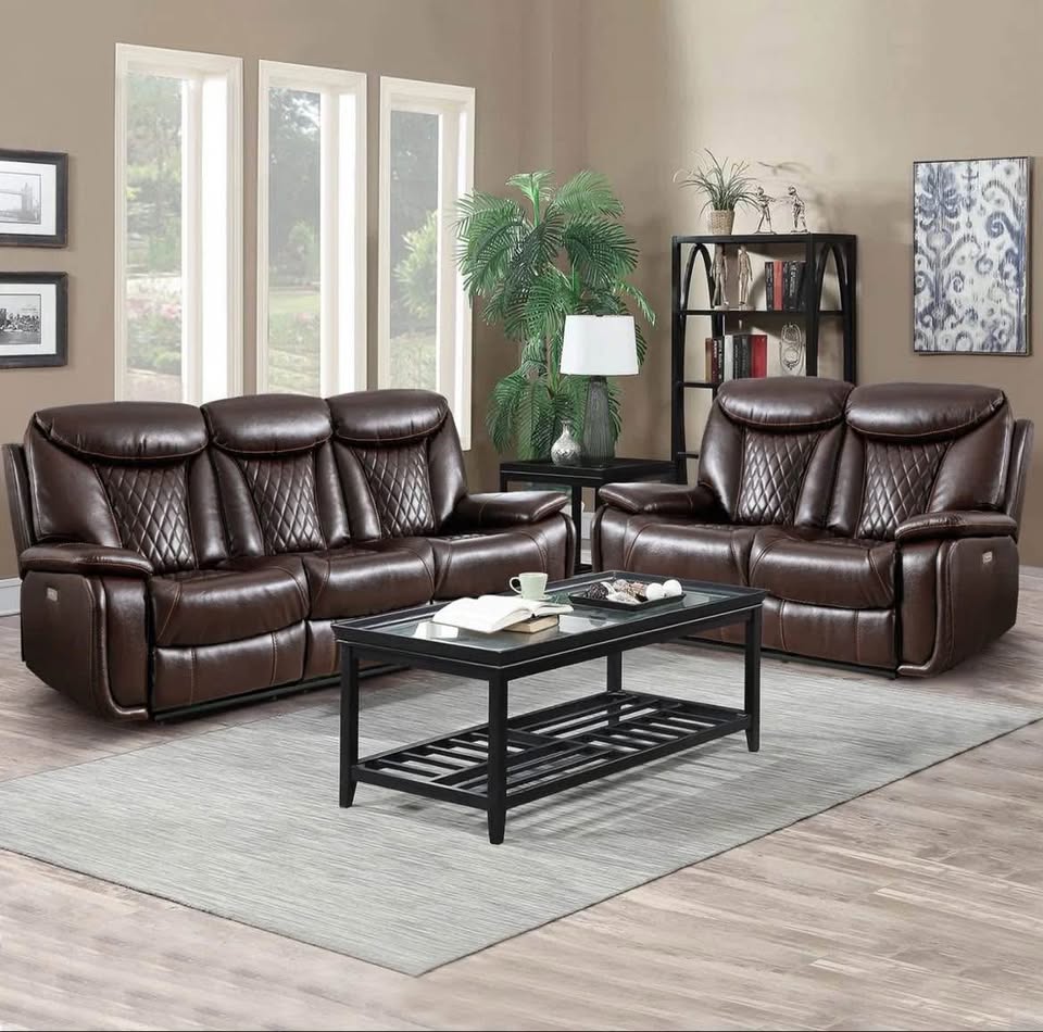 New Open Box 3 Piece Power Living Room Leather Recliner Set