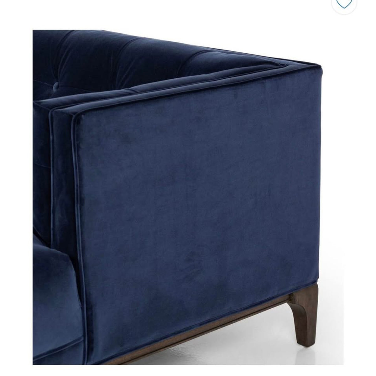 Four Hands Dylan 91” Tufted Tuxedo Sofa in Sapphire Navy Velvet – $2099 Retail - Delivery Available