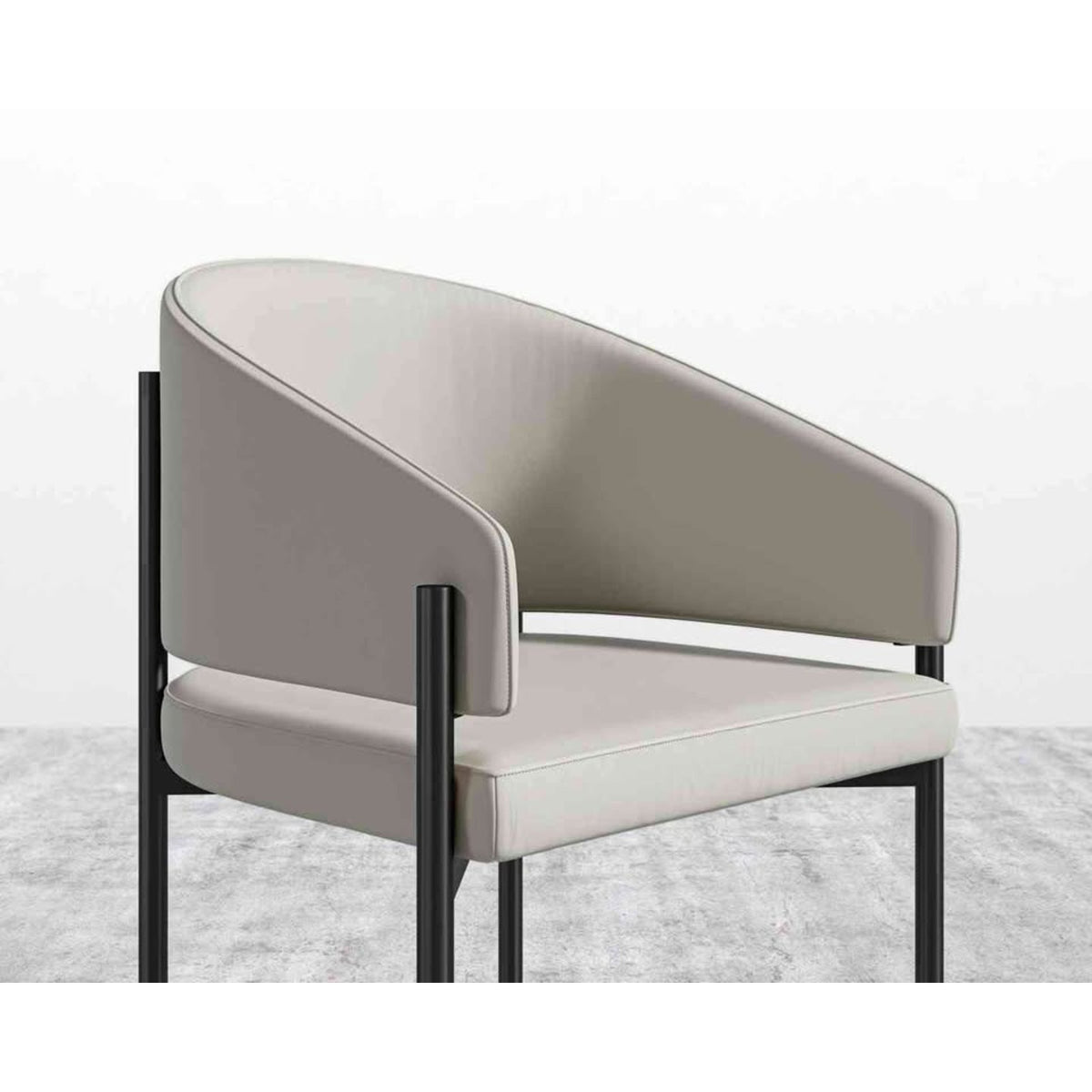 Rove Concepts Solana Dining Chairs – Set of 6 – Trento Taupe Microfiber Leather – Black Metal Base