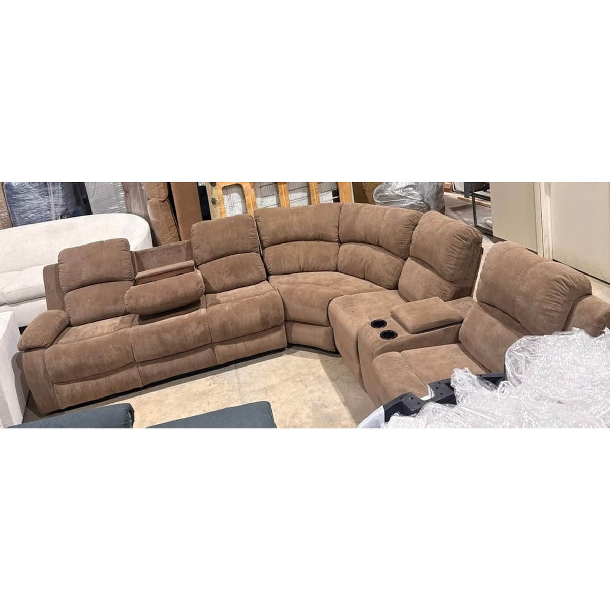 Brown Reclining Sectional with Storage Consoles | 3pcs New Open Box - Delivery Available
