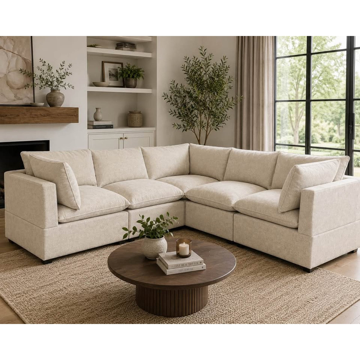 Albany Park Kova Pillow Cushion Corner Sectional – Modular Deep Seat Sofa - Delivery Available
