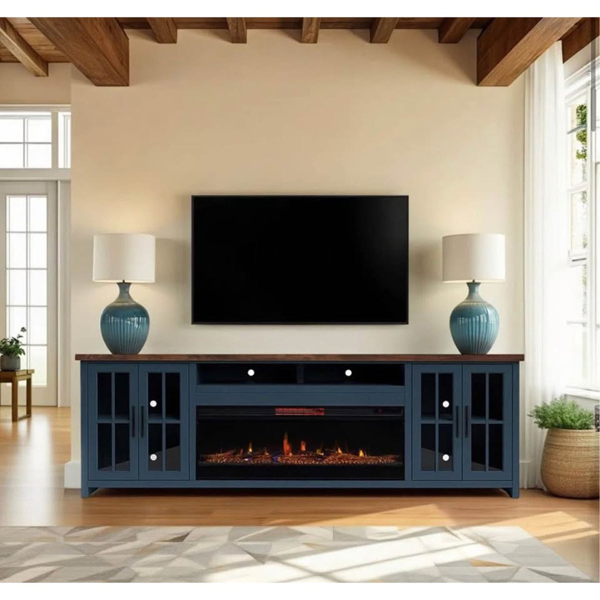 New Legends Furniture 97” Fireplace TV Stand Console – $2,199 Retail – Open Box - Delivery Available