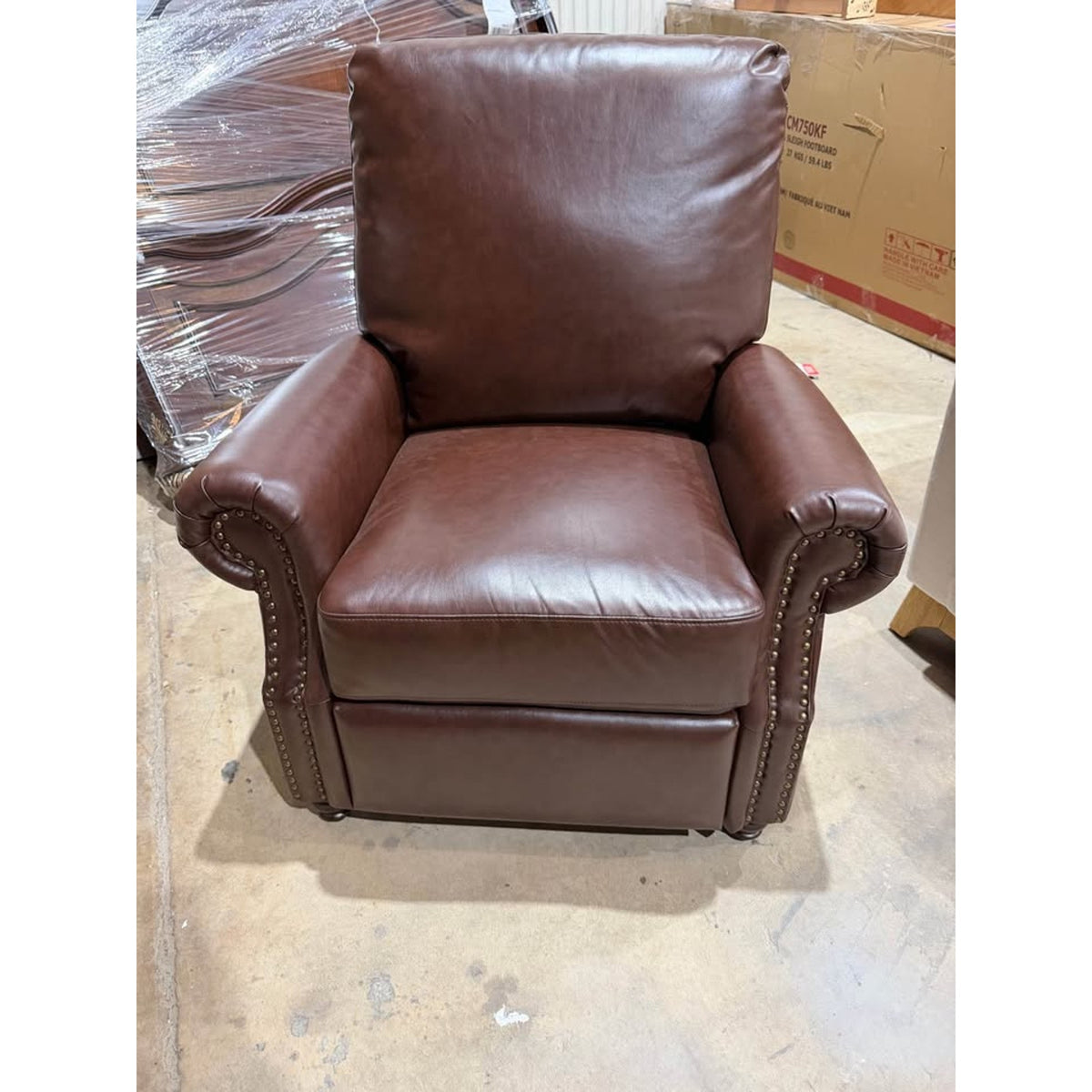 Traditional Push-Back Recliner – Brown Faux Leather – New Open Box - Delivery Available