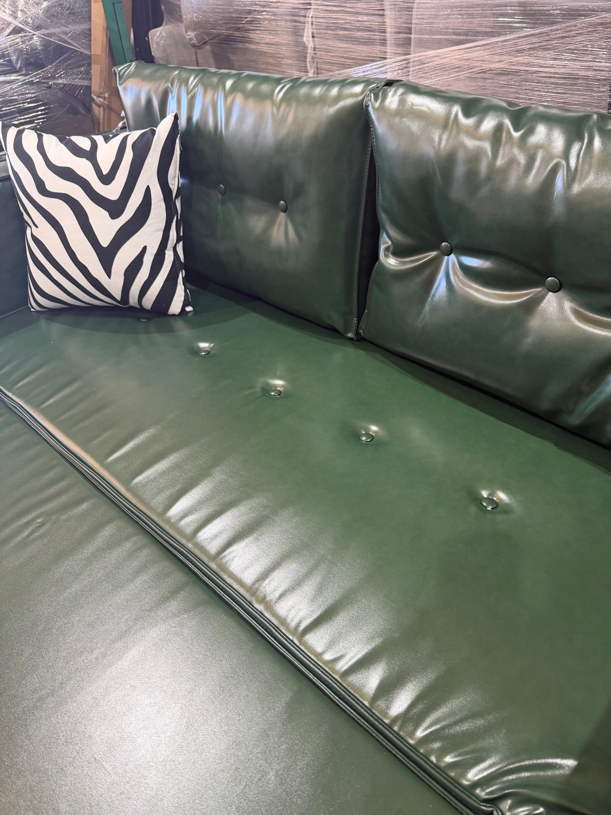 Dark Green Leather-Look Sleeper Loveseat – Pull-Out Bed + Storage – Delivery Available
