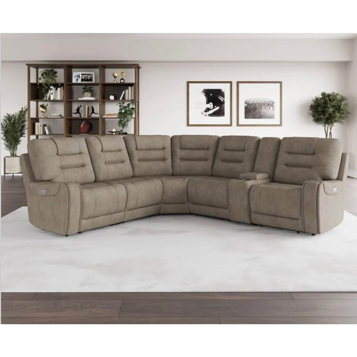 Barcalounger Carmelo Light Brown Power Reclining Sectional | Power Headrests | Zero Gravity Recliner