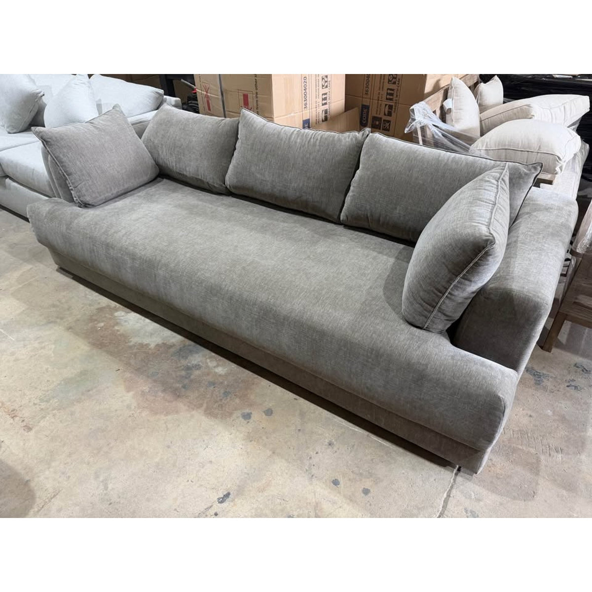 Beautiful New Poly & Bark 99” Sofa – $1,874 Retail – Taupe Fabric - Open Box – Delivery Available