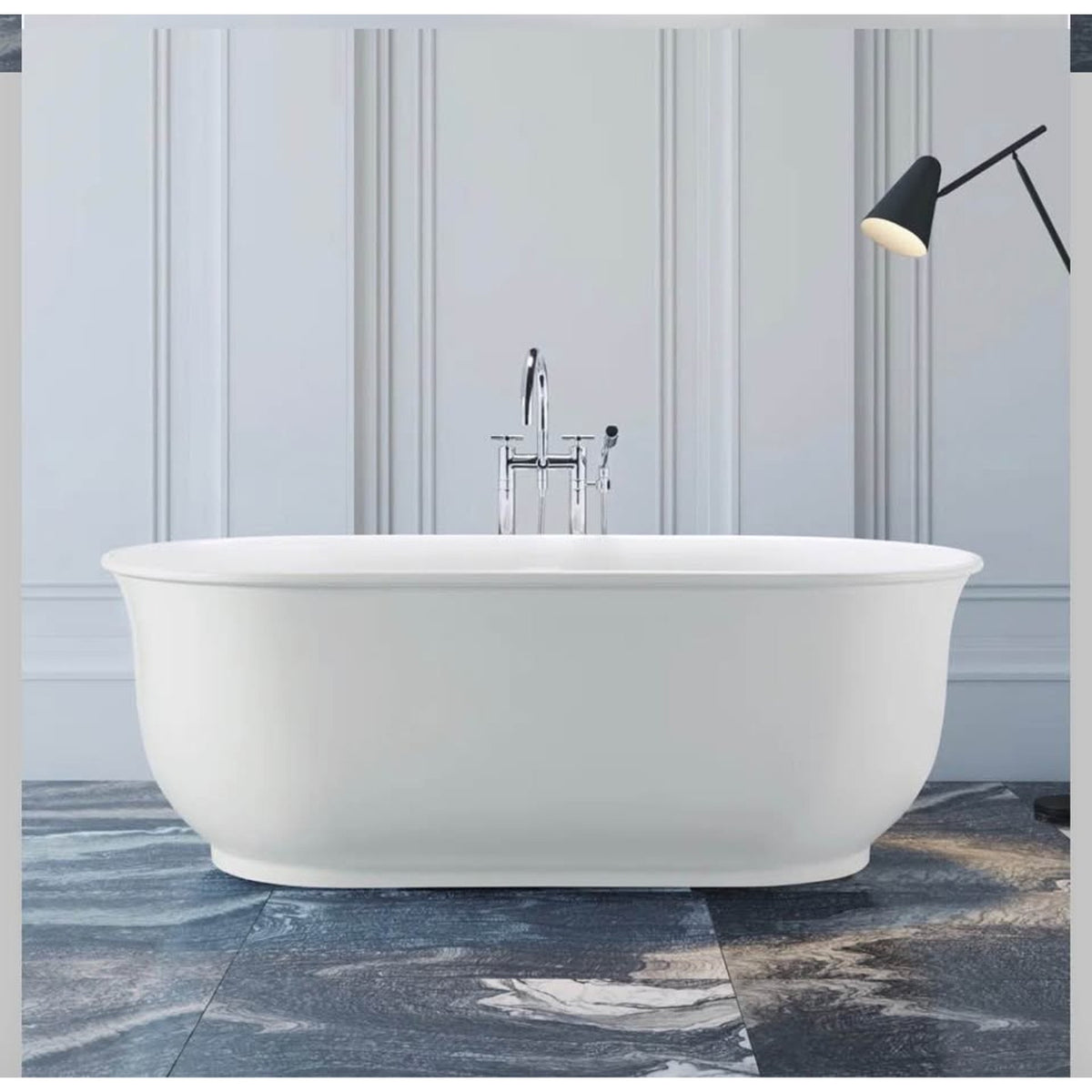 MTI Baths Hamilton 58” Freestanding Soaking Bathtub – Gloss White - Small Blemishes - Delivery Avail