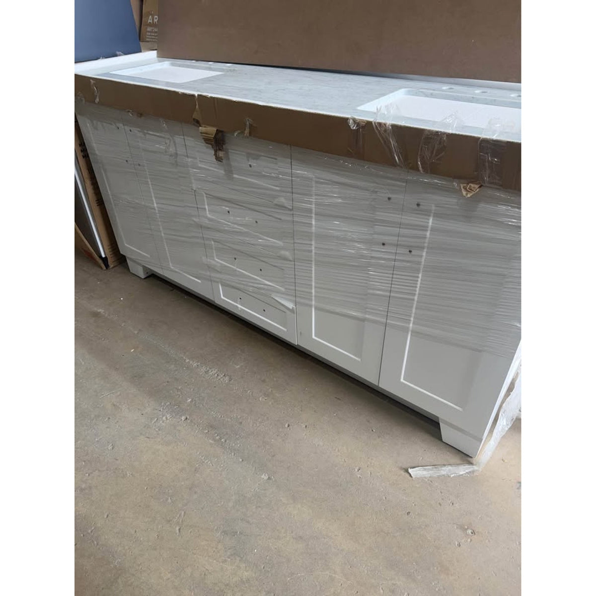 New 72” Double Sink Bathroom Vanity –White Base $2,289 Retail – Open Box – Delivery Available
