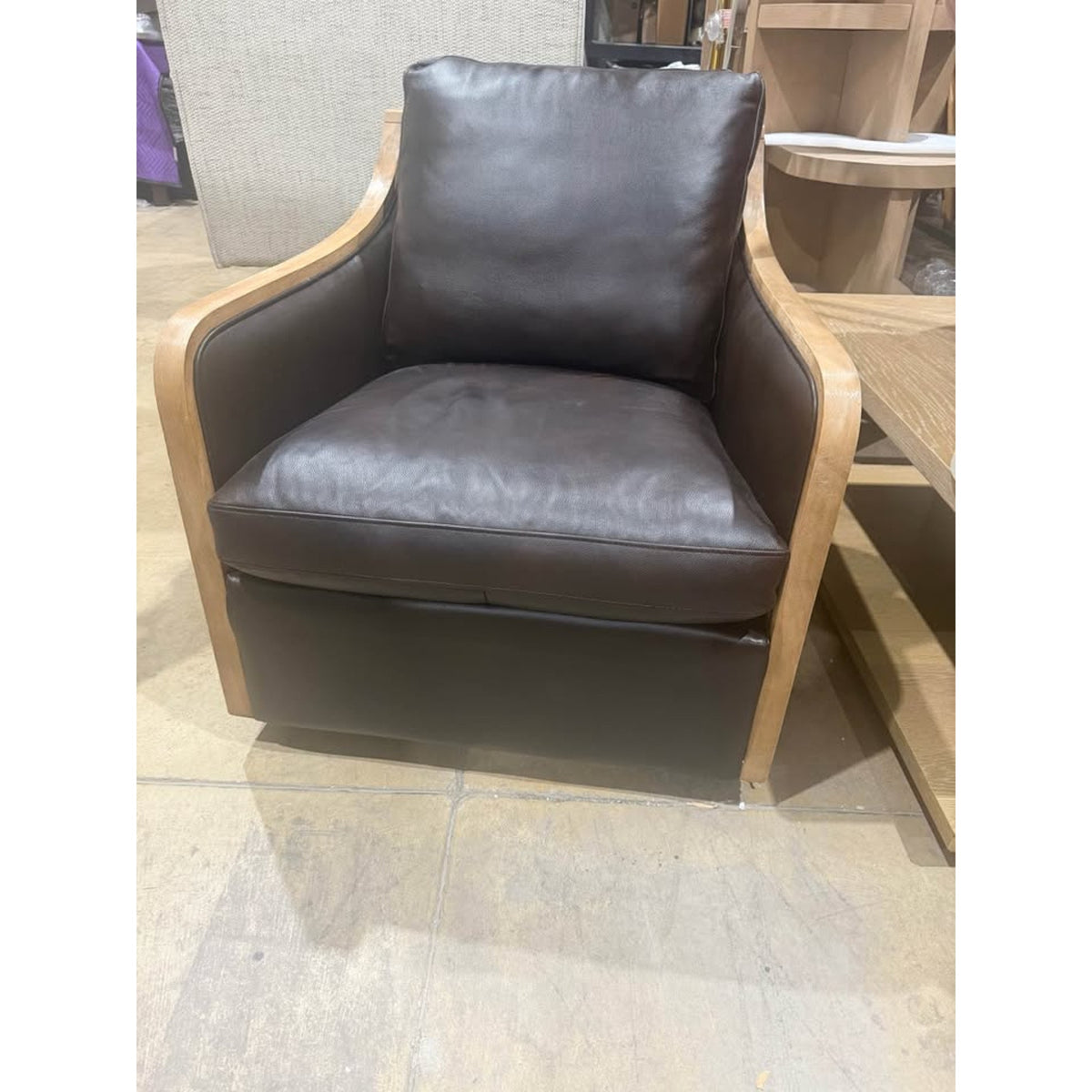 Birch Lane Grayton Genuine Leather Swivel Chair – $999 Retail – Open Box – Delivery Available