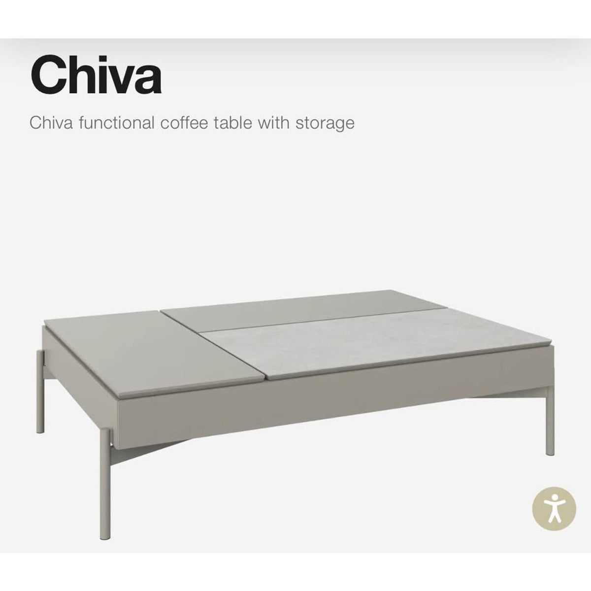 New BoConcept Chiva Coffee Table with Storage - Ash Ceramic & Gray - Delivery Available