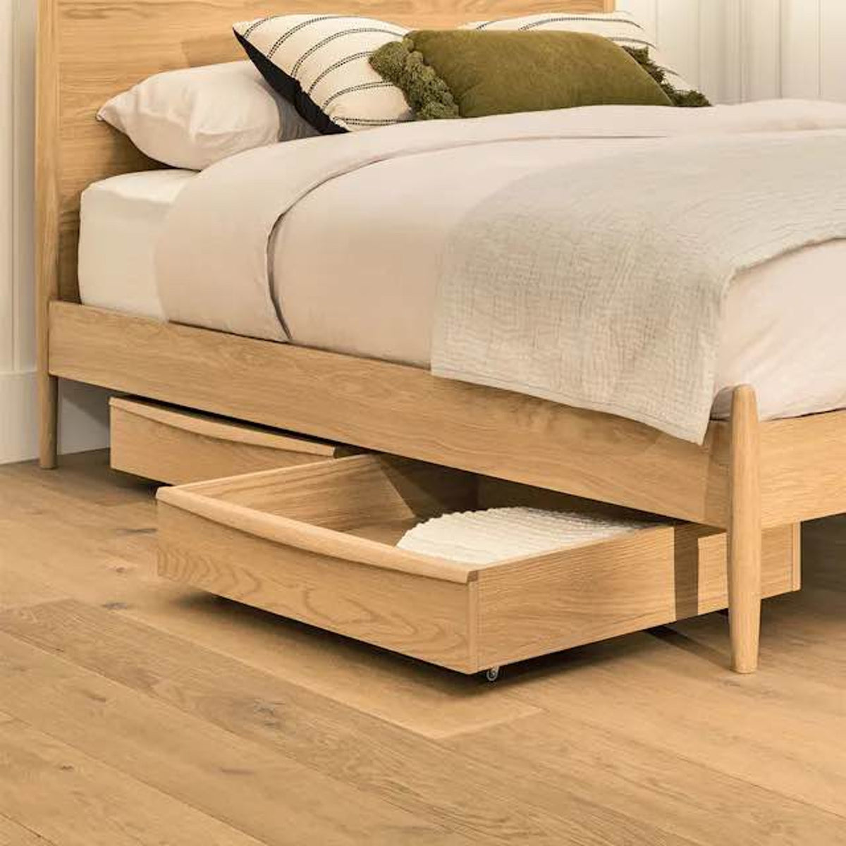 Article | Queen Panel Bed + Underbed Storage Bundle | Lenia - White Oak | $1500 - Delivery Available