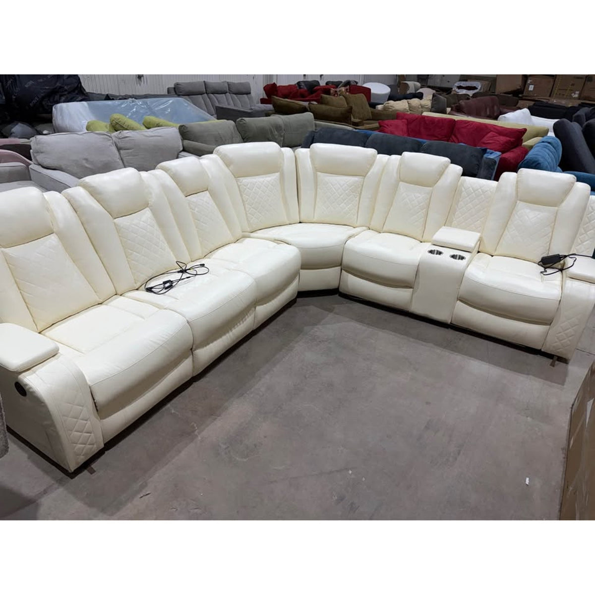 White Faux Leather Sectional Sofa Couch - 3pcs - Electric Recliners - New “open box” - Delivery Available