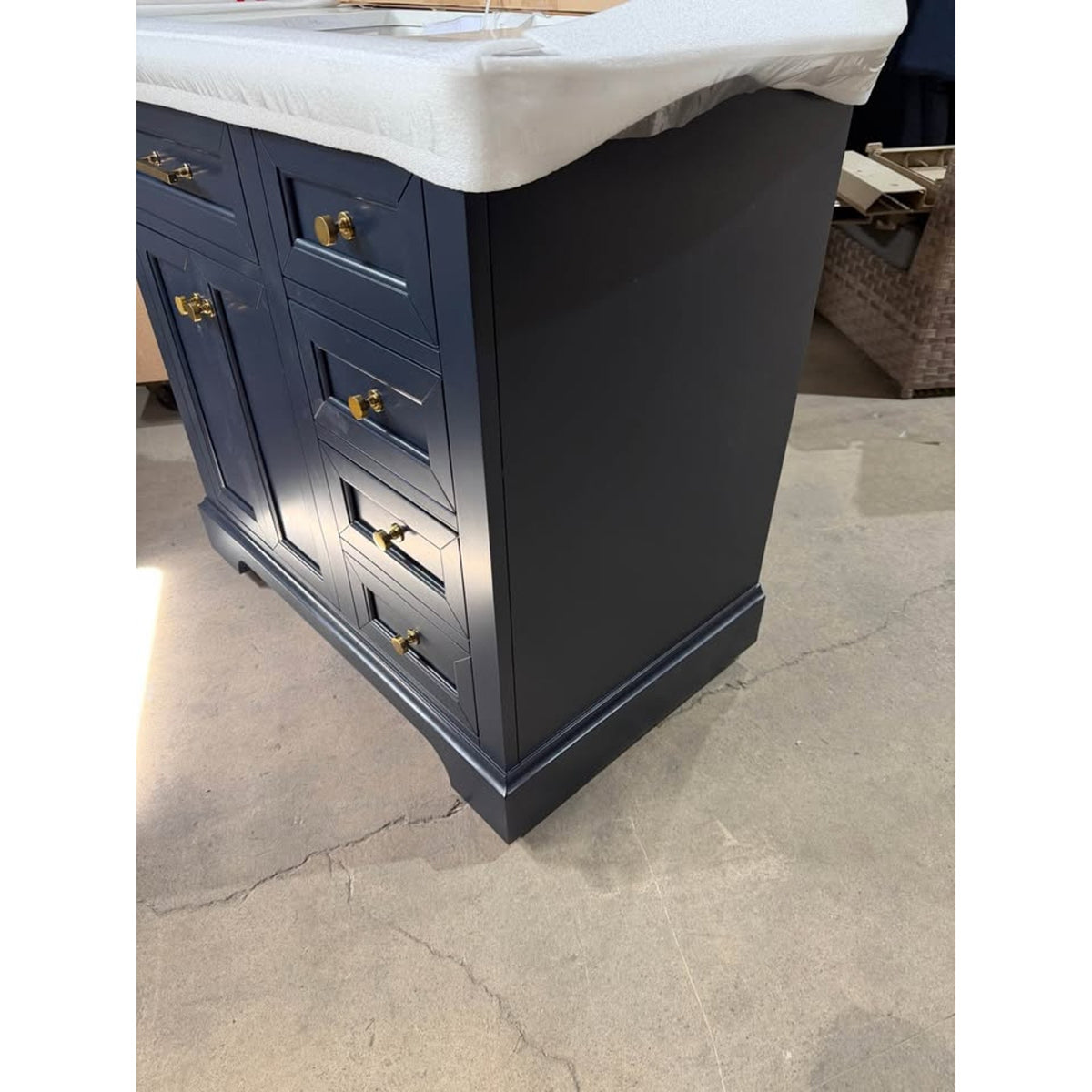 36” Navy Blue Bathroom Vanity with Marble-Look Sink Top – New Open Box - Delivery Available