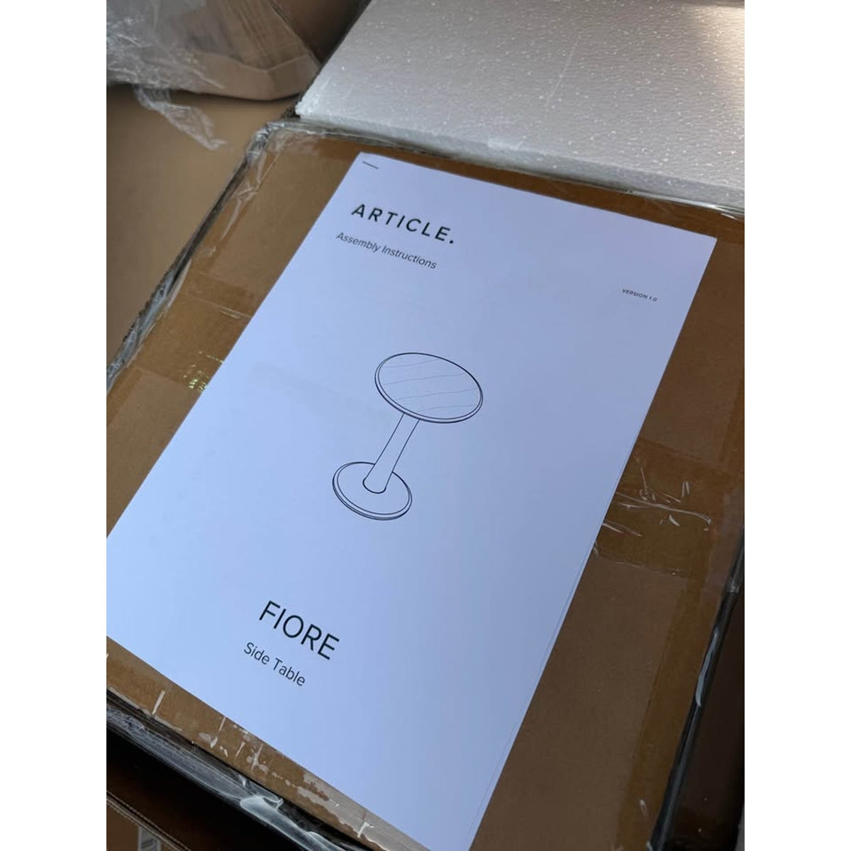 Travertine Side Table – Article Fiore – $299 Retail – New Open Box – Delivery Available