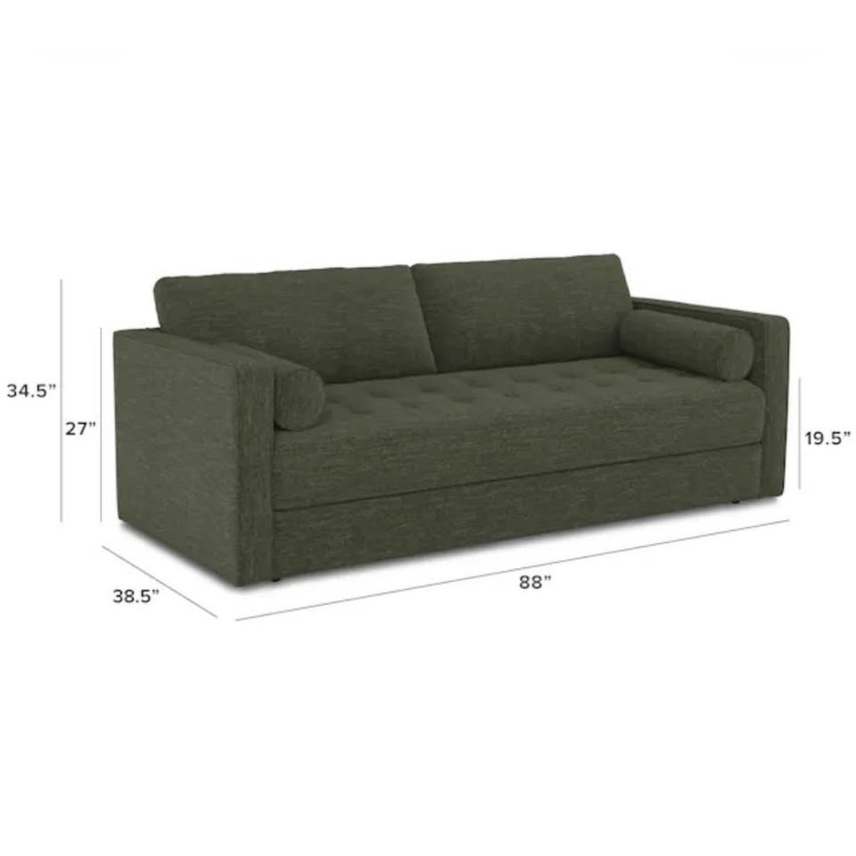 New Article Sven 88” Tufted Sofa Bed – Fir Green Open Box Retail $1599+ Delivery Available