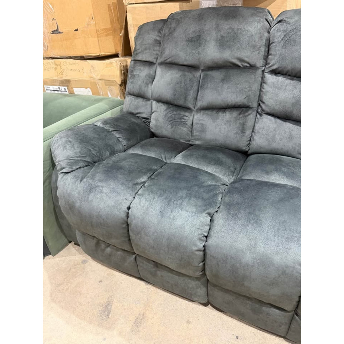 Charcoal Microfiber Reclining Loveseat - New Open Box - 1 side working - delivery available