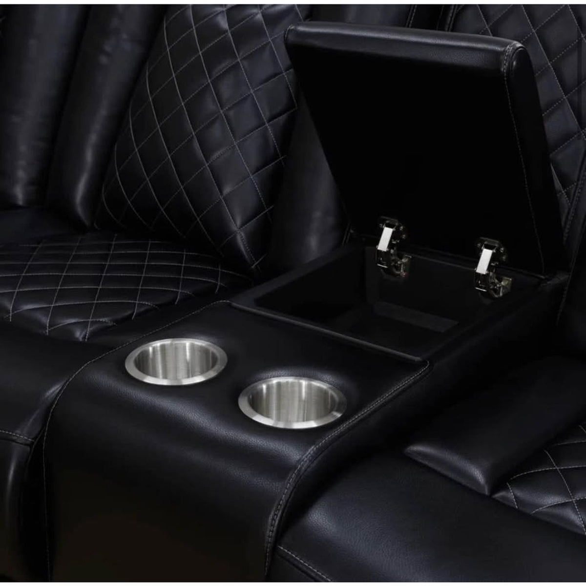 New Ivy Bronx 3-Piece Power Reclining Sectional – Black – Faux Leather - Delivery Available