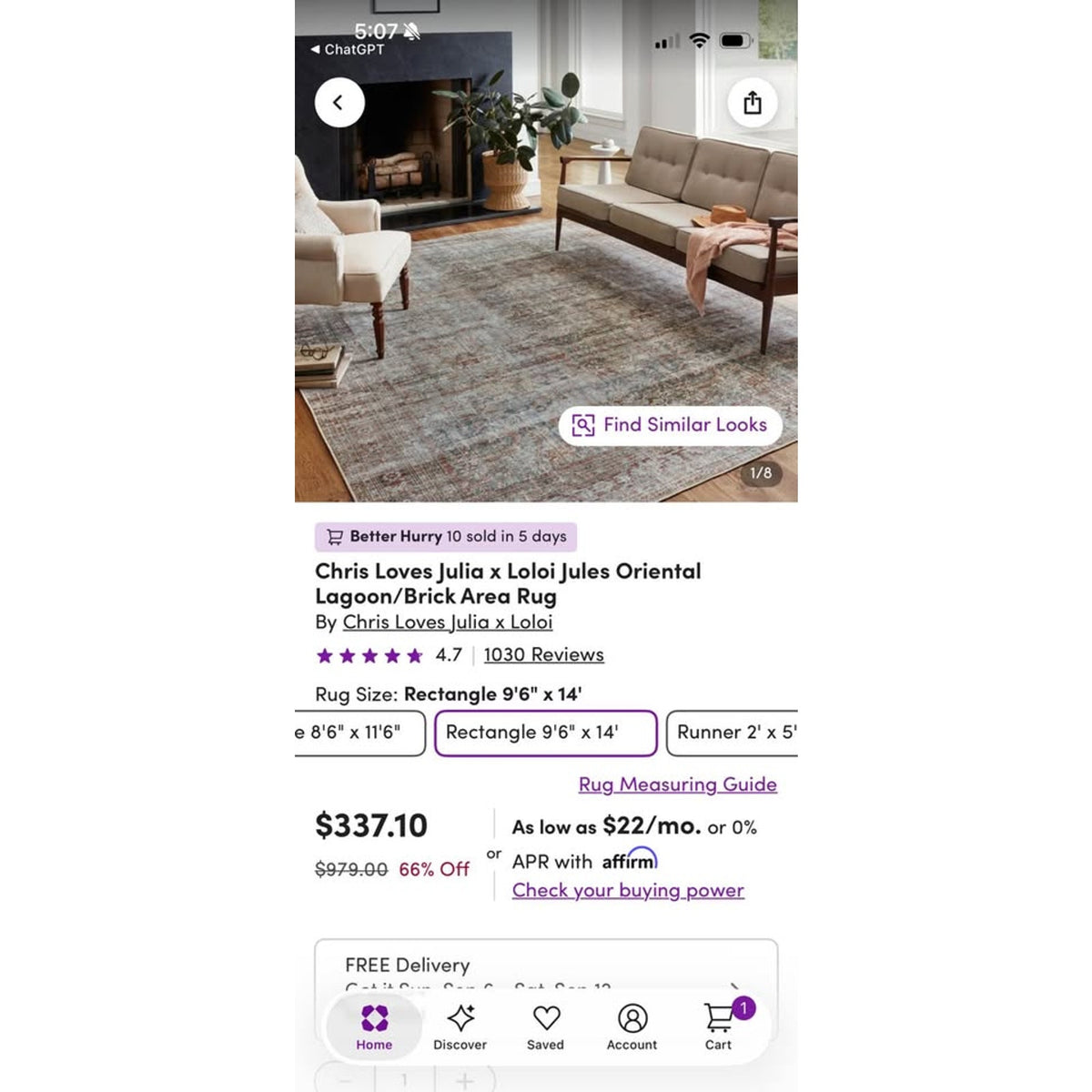 New Chris Loves Julia x Loloi Jules 9’6” × 14’ Area Rug – New Open Box - Delivery Available