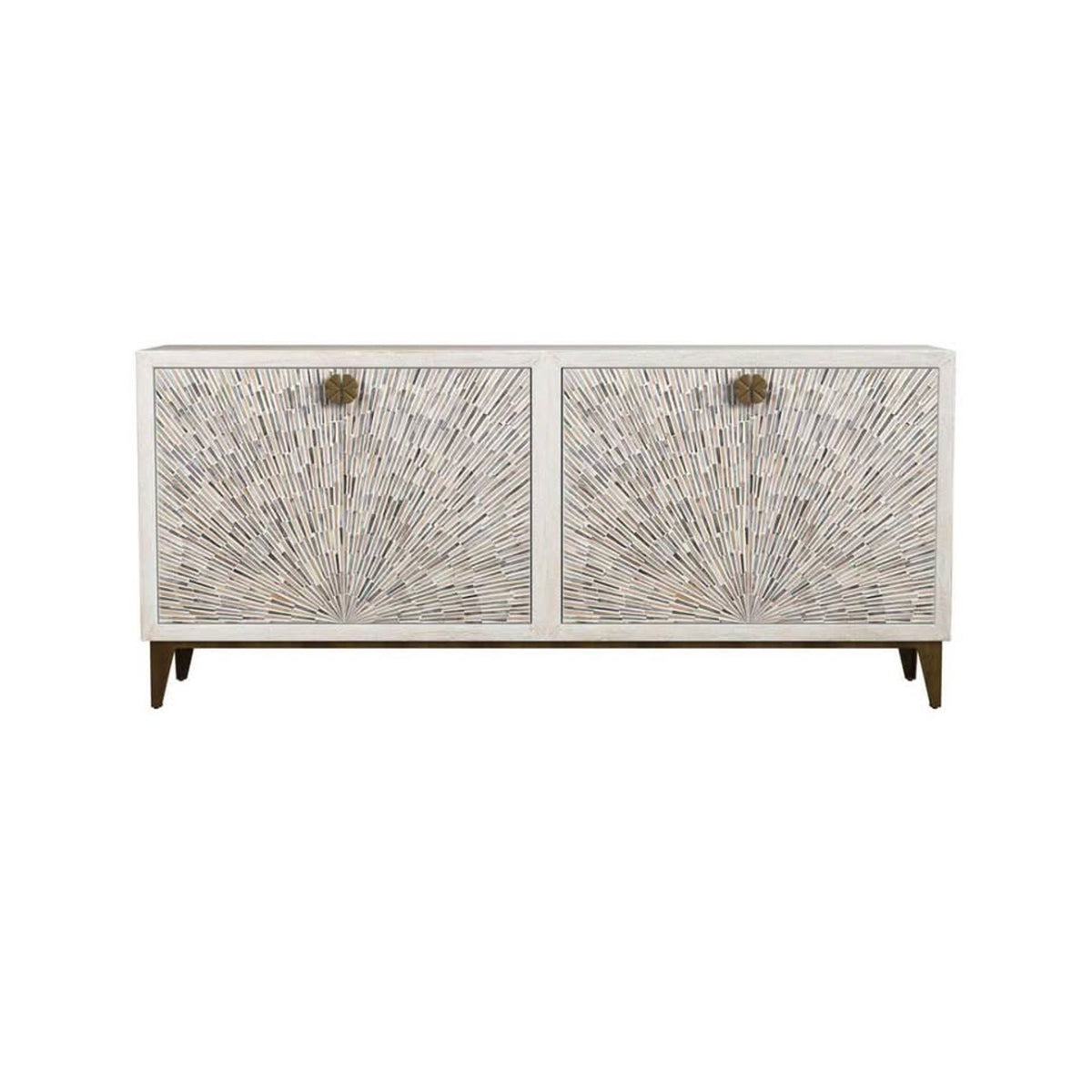 Bassett Mirror Astrid 72” Four Door Sideboard Cabinet – White Wash | New Open Box $3k Retail Deivery