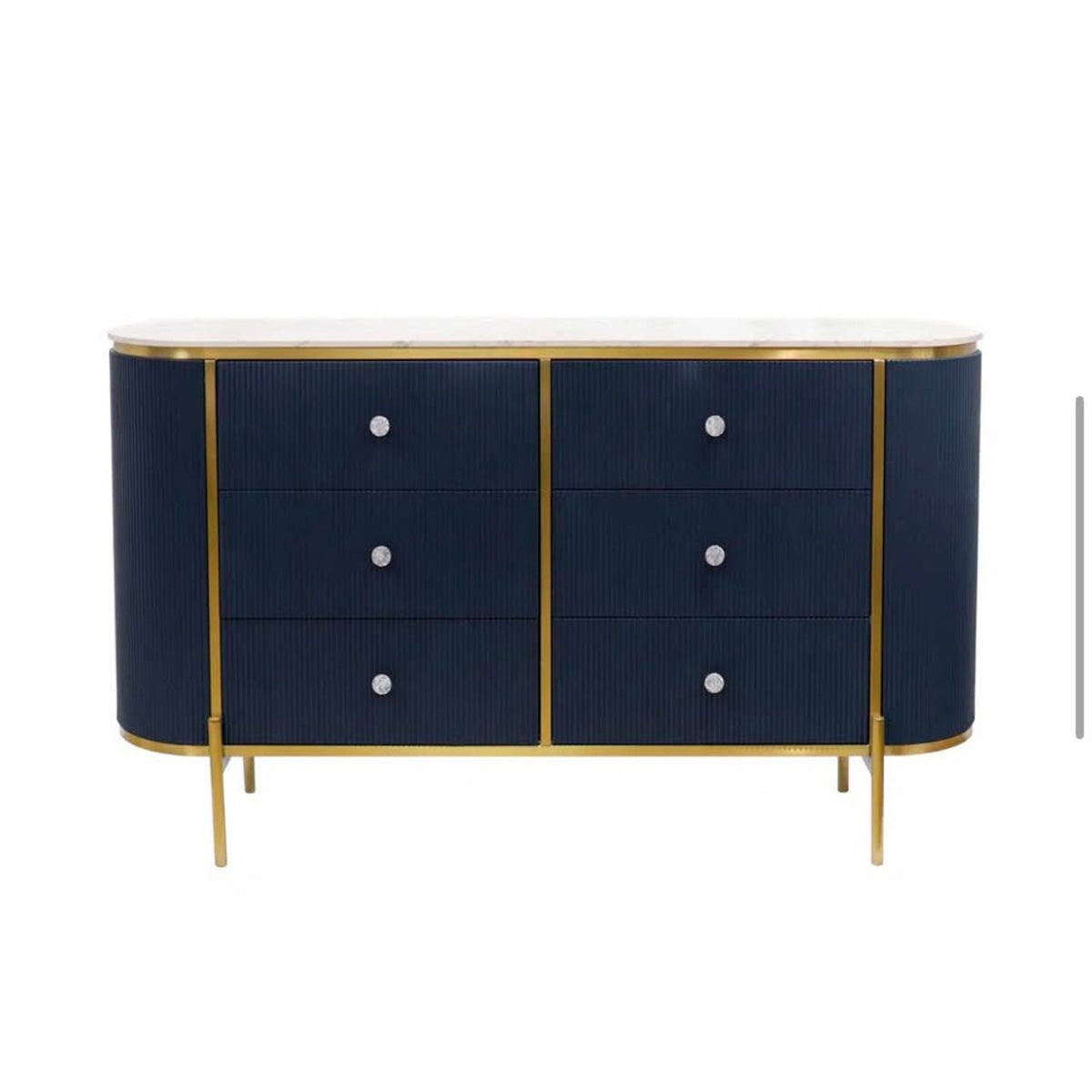 New 59” Marble Top Sideboard – Navy & Gold – Retail $4,230 – Delivery Available