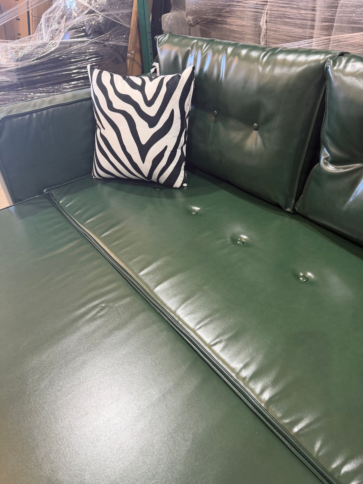 Dark Green Leather-Look Sleeper Loveseat – Pull-Out Bed + Storage – Delivery Available