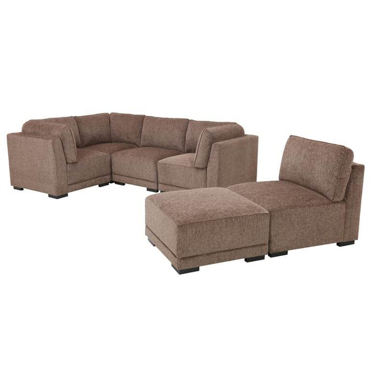 New open-box Costco Belize 6-Piece Fabric Modular Sectional in Brown - Delivery Available