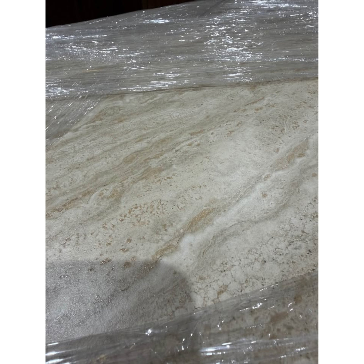 71” Oval Stone Top Dining Table | Oak Double Pedestal Base | New Open Box - Delivery Available