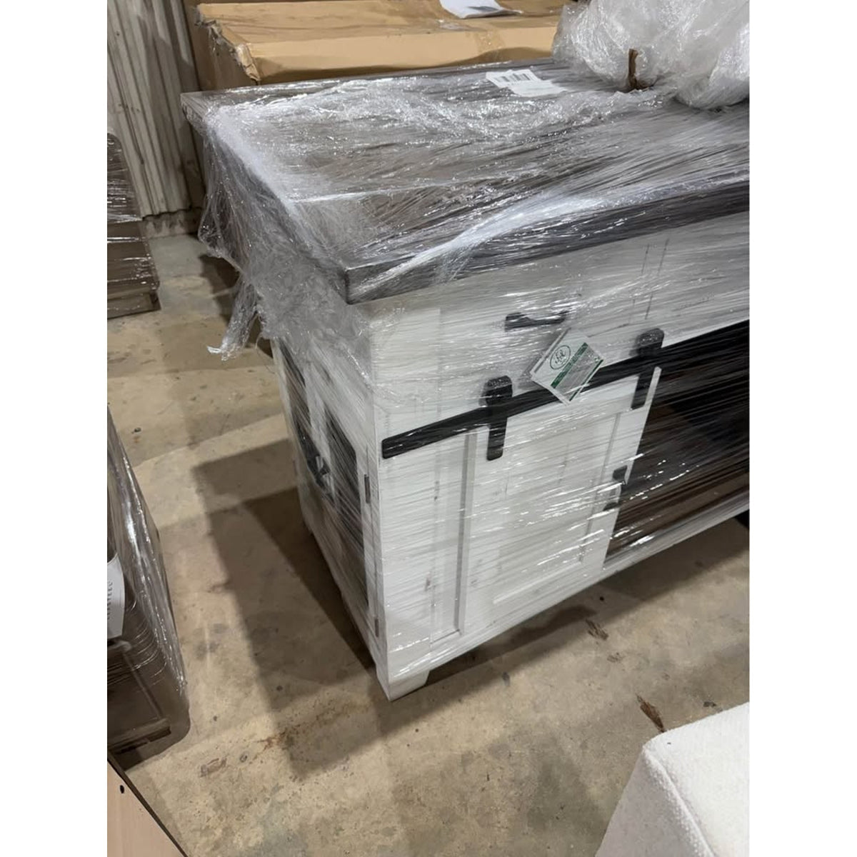 Large Farmhouse Kitchen Island with Sliding Barn Doors & Storage - Delivery Available
