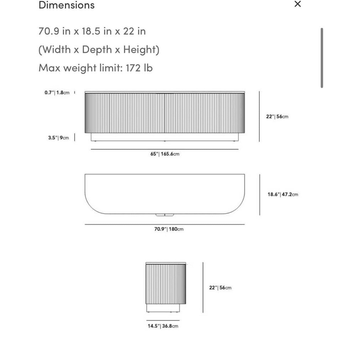 Modern Fluted Media Console / TV Stand – Black – New In Box - Rove Concepts - Delivery Available