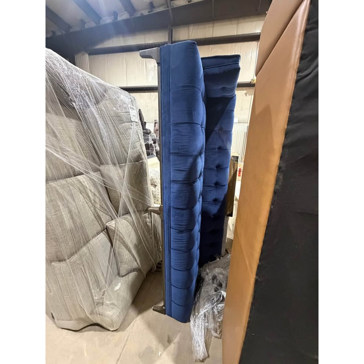 Four Hands Dylan 91” Tufted Tuxedo Sofa in Sapphire Navy Velvet – $2099 Retail - Delivery Available