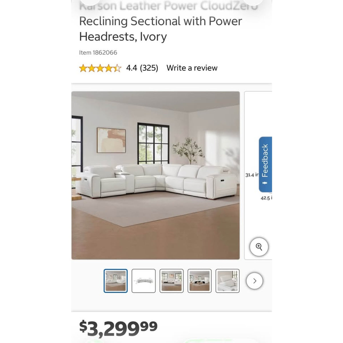 Costco Karson Leather Power Reclining Sectional – New Open Box – Delivery Available