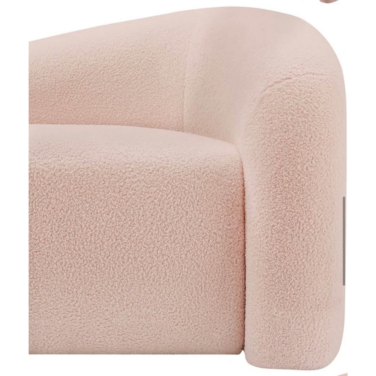 New 62” Curved Pink Teddy Bouclé Loveseat – $1,299 Retail – Delivery Available