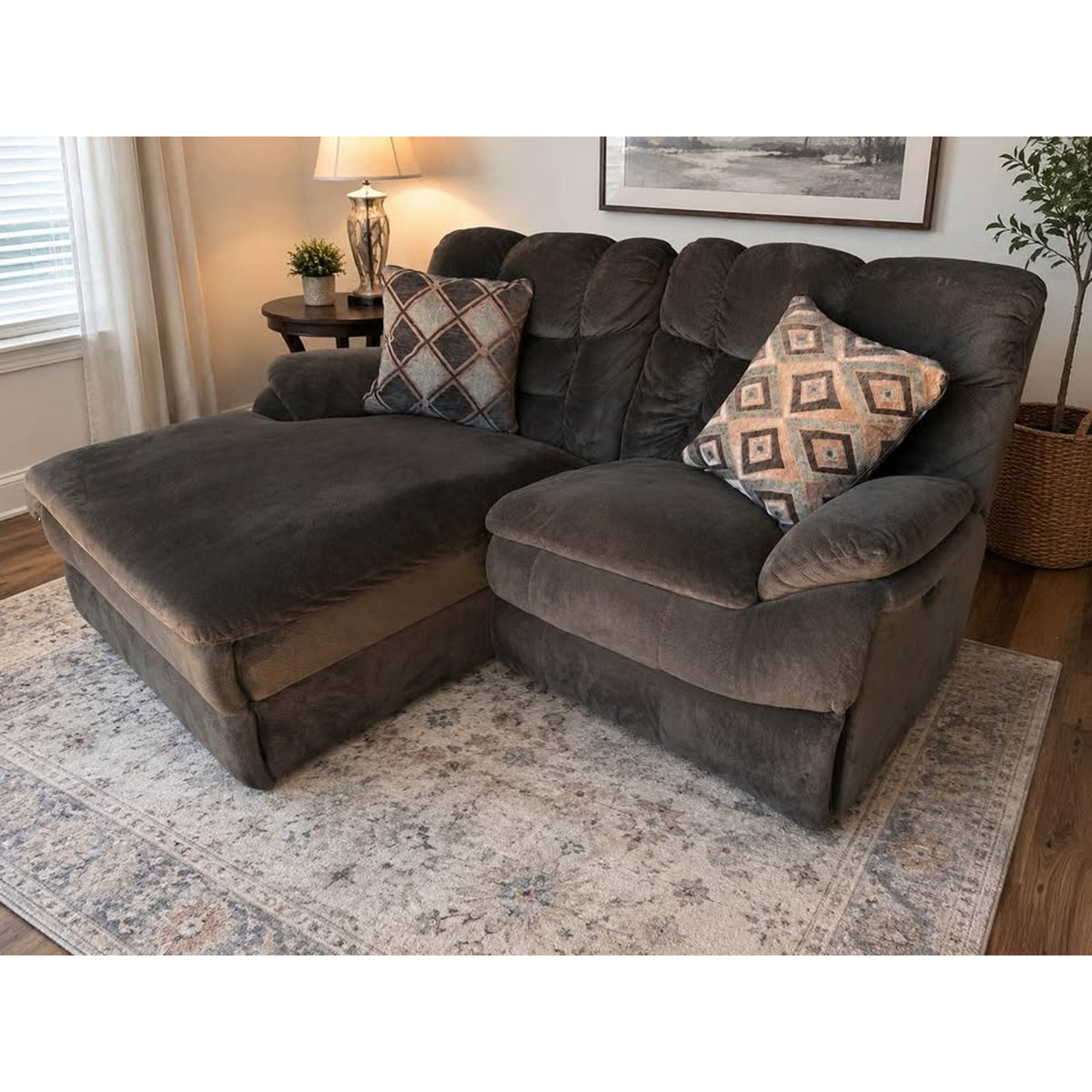 Oversized 2pc Double Reclining Chaise Sectional Sofa
