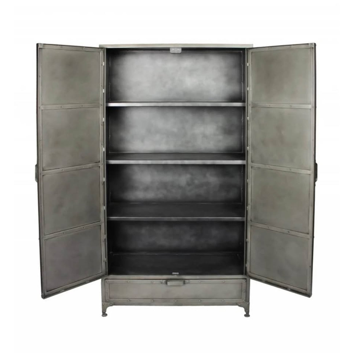 72” Industrial Silver Iron Wardrobe Cabinet / Dresser | Retail $5,705 | Delivery Available!